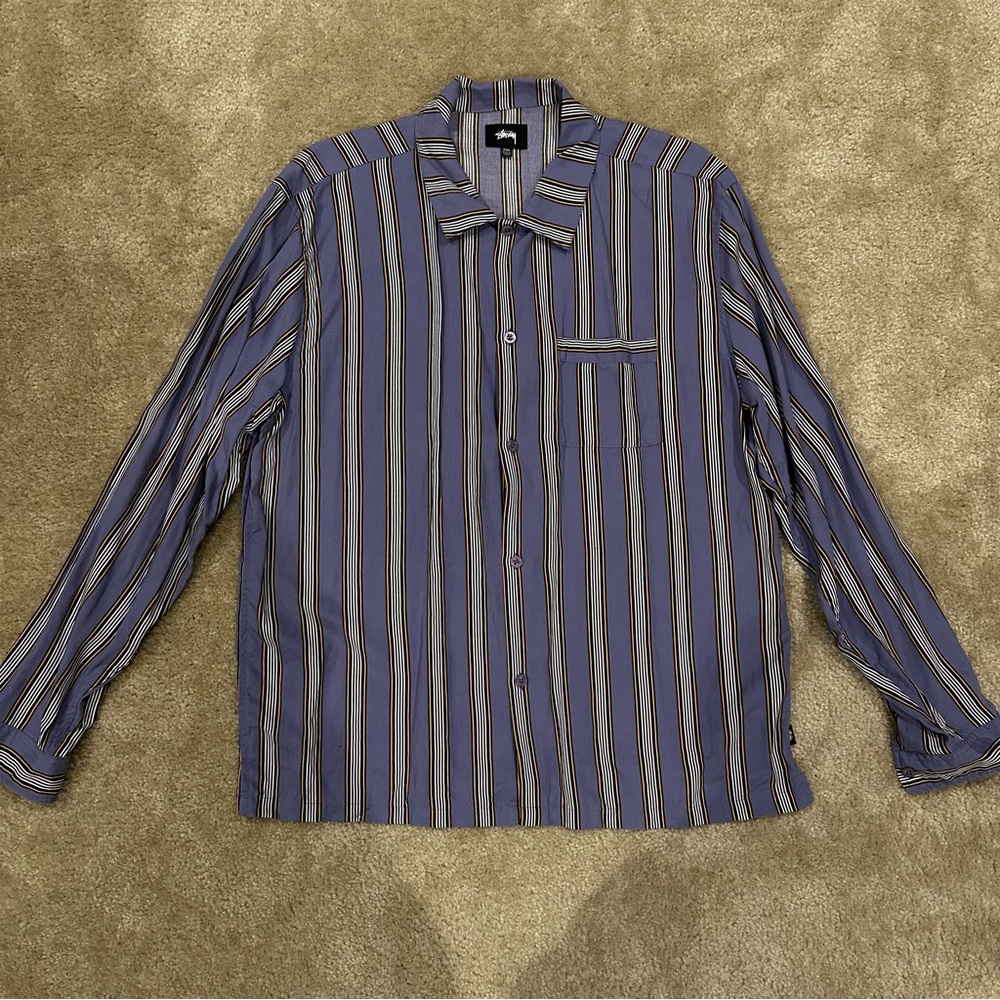 Stussy Purple Striped Button Down Shirt